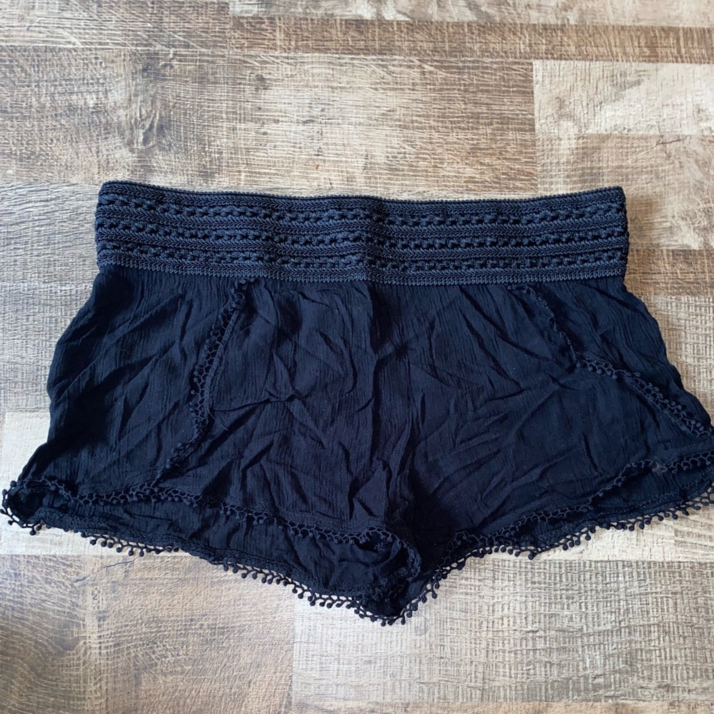 Black Linen Shorts